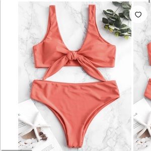 Zaful tie front padded bikini set